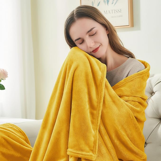 BEDELITE Fleece Blanket Soft Plush King Size Bed Blanket Yellow 108"x90" | Ultra Soft Fleece, Plush Microfiber, Lightweight Warmth, All Season Comfort, Fade Resistant, Machine Washable