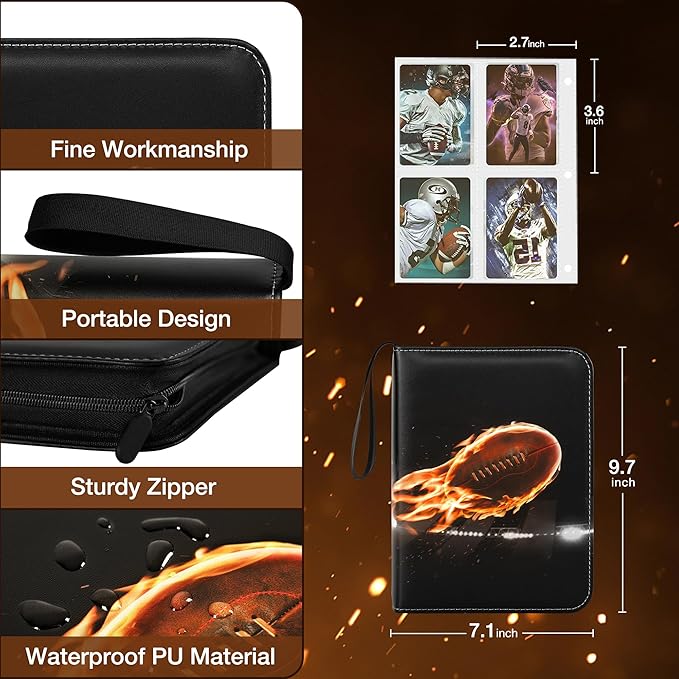 RONMONG Football Card Binder,2025-2026 Sports Trading Card with Sleeves Holder Album,440 Pockets Rugby Card Holder Sheets Display Storage Protectors for Collectors Boys and Girls Gift