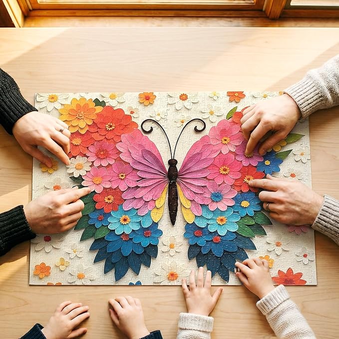 Butterfly Puzzles for Adults 1000 Pieces, Funny Puzzle, Colorful Flower Animal Jigsaw Puzzles, Organizor Box, Thick & Sturdy, Home Decor, Challenging Family Puzzle, Gifts Puzzle Lovers(27.5x19.6 in)