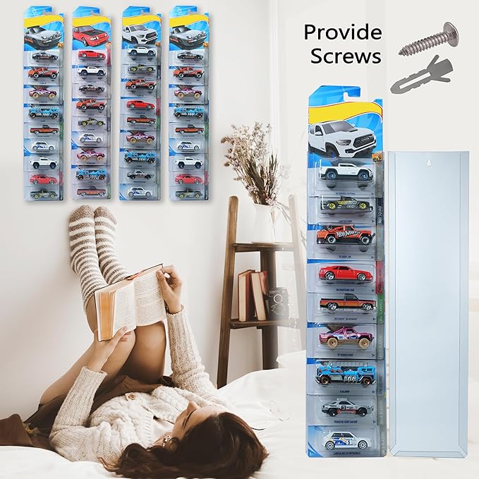 10 Pcs Diecast Display Case for Hot-Wheels Match-Box,Toy Car Storage Organizer,Compatible with Hot-Wheels Match-Box Packaged Cars,Packaged Cars Display Wall Mount (10psc)
