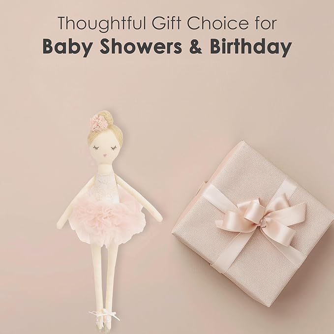 MON AMI Charlotte The Ballerina Stuffed Doll - 15”, Plush Ballerina Doll for Girls, Use as Toy or Room Decor for Kids of All Ages