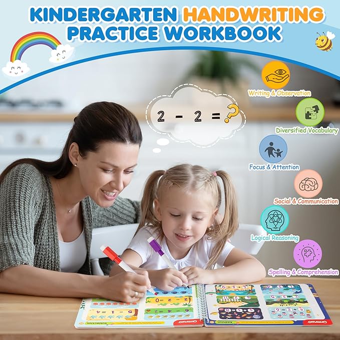 Preschool Learning Activities Kindergarten Workbooks, Toddler Alphabet Learning Educational Toys for 2 3 4 5 Year Old, Pre k Montessori Handwriting Practice, Tracing Activity Books for Kids Ages 3-8