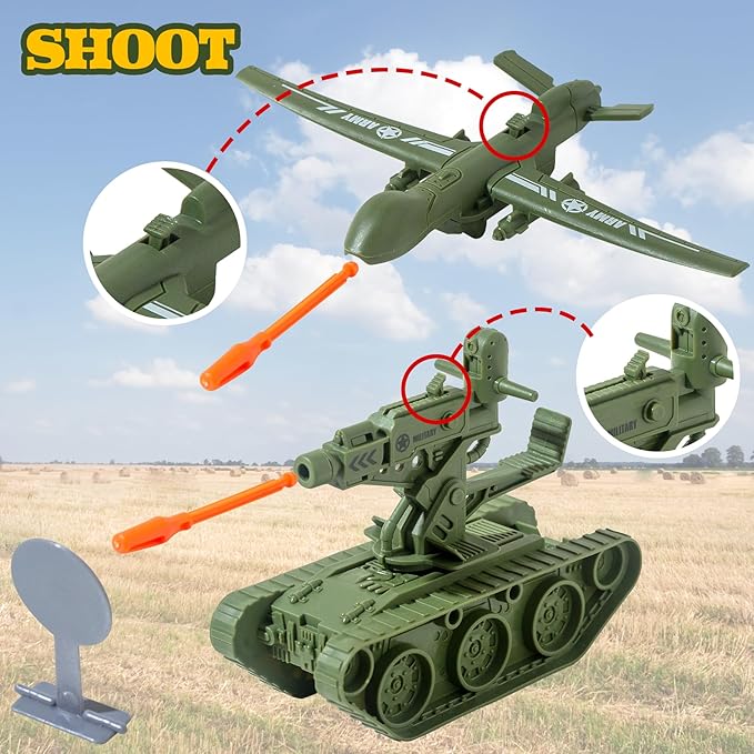 Military Soldier Men Action Figures, 15PCS US Army Soldier Plastic Figure Set Military Base Playset Vehicles Play Combat Toys, Army Toy Set for Kids, Boys, Age 3 4 5 6+