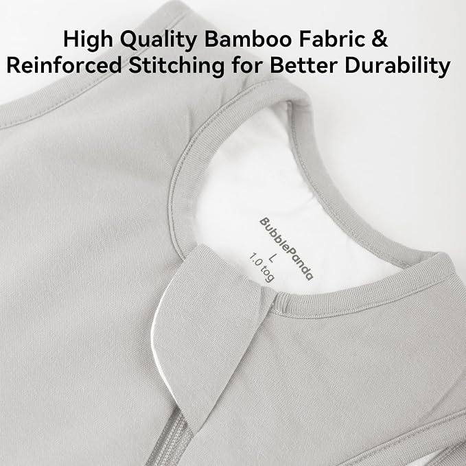 BubblePanda Rayon Made from Bamboo Sleep Sack 6-12 Months 1.0 Tog Soft Toddler Sleeping Sack for Babies 2-Way Zipper Baby Wearable Blanket