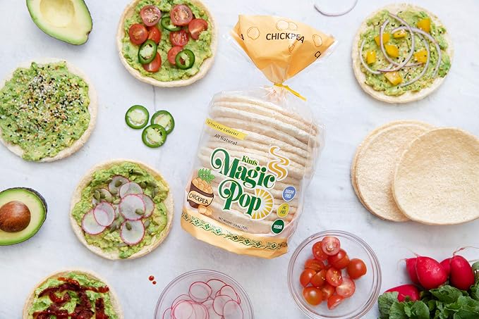 Kim's Magic Pop Freshly Popped Rice Cakes | Vegan | Chickpea Flavor | 12 Bags | 15 Cakes per Bag | Low Carb, Sugar Free, Fat Free, Natural, Multigrain Korean Snack | Easy Bread, Chip, Cracker Replacement