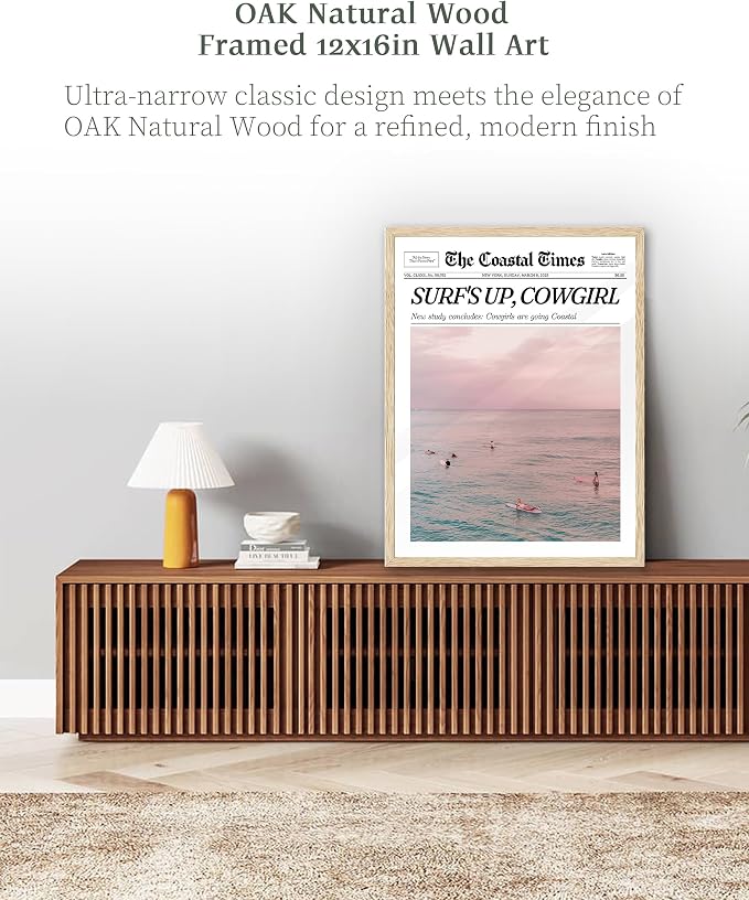 iHery 12x16in Surf’s Up Cowgirl Unframed Newspaper Wall Art | Unframed Canvas Print, Coastal Cowgirl Poster Decor for Bedroom 1Pack