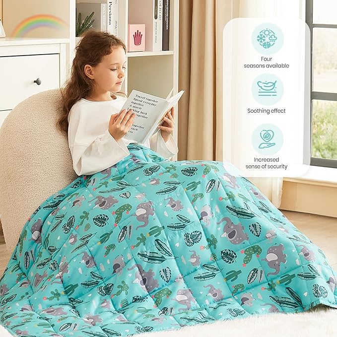 Weighted Blanket - 7 lbs Green Bush Heavy Blanket - Small Size Breathable Lap Blanket(41"x60", 7 lbs)