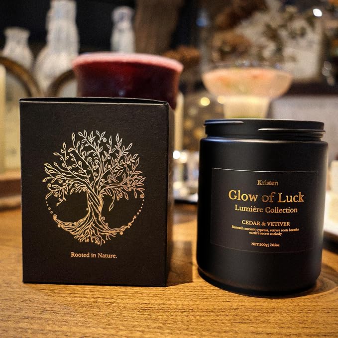Luxury Candle Gift for Men – Cedarwood & Vetiver Soy Candle, Handcrafted Black Jar, 7.05oz, 42-Hour Burn, Premium Masculine Fragrance for Home Décor