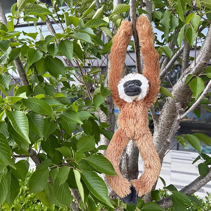 Stuffed Monkey Toys Hanging Stuffed Animal, Hooks and Stuffed Animals with Rings for Kids,Gifts for Boys and Girls Hanging 20inches(Brown)