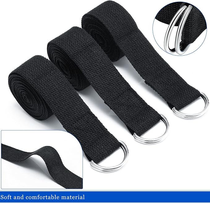 6 Pcs Yoga Strap for Stretching 8 ft Yoga Exercise Adjustable Straps Bands with Safe D Ring Buckle for Pilates, Gym Workouts, Fitness, Physical Exercise, Dance, Improve Flexibility