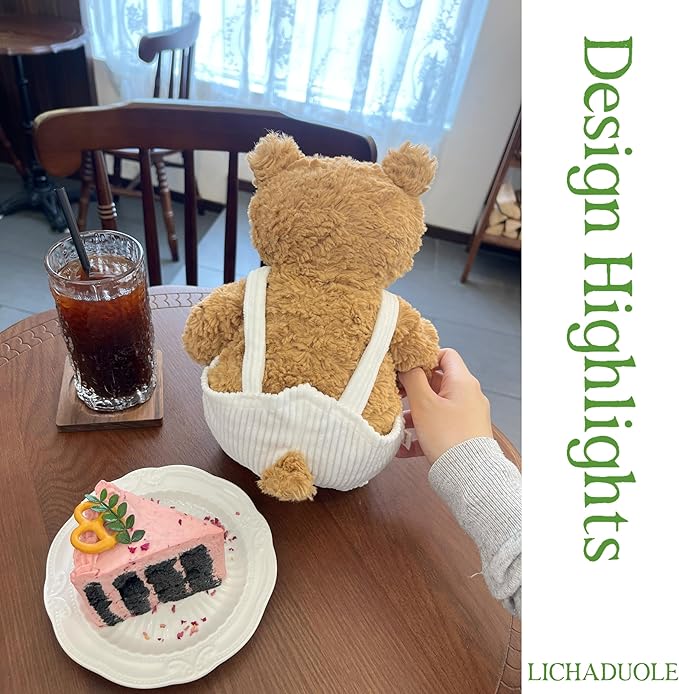 9-12''/30cm Stuffed Animal Doll Clothes Striped Shirt & White Overalls Set for Bashful Bunny and Teddybear(NO Doll)
