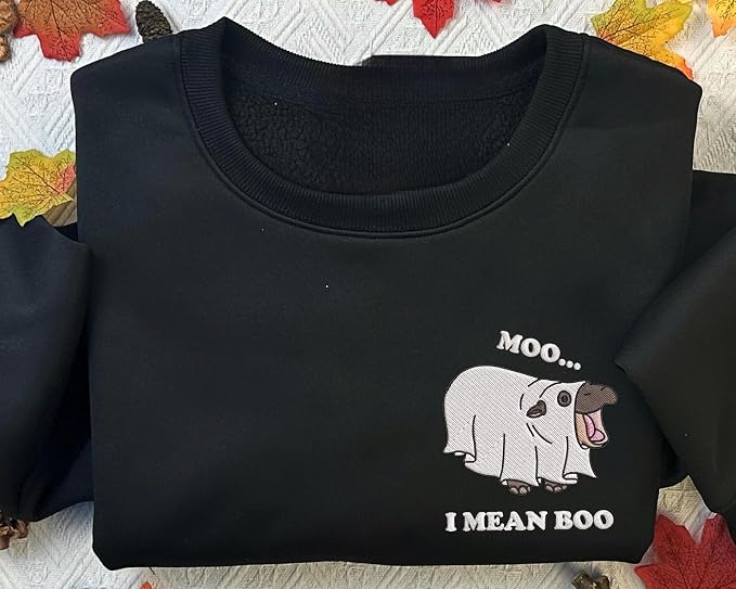 YOUNG GREEN Moo Deng Embroidered Sweatshirt Moo Deng Bouncy Pig Shirt Cute Baby Hippo Sweatshirt Gift For Moo Deng Lovers