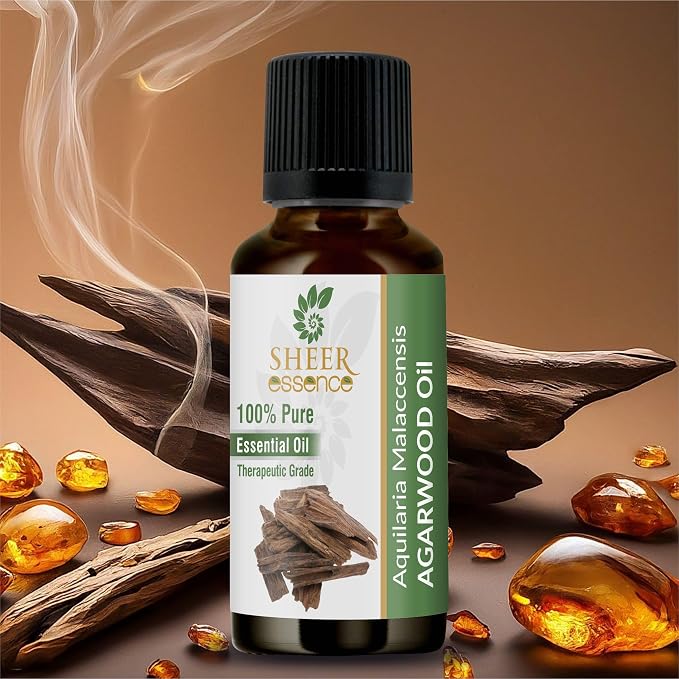 Agarwood (Oud) Oil (Aquilaria Malaccensis) 100% Natural Undiluted Frangrance Therapeutic Grade Essential Oil for Aromatherapy 3.38 fl. oz