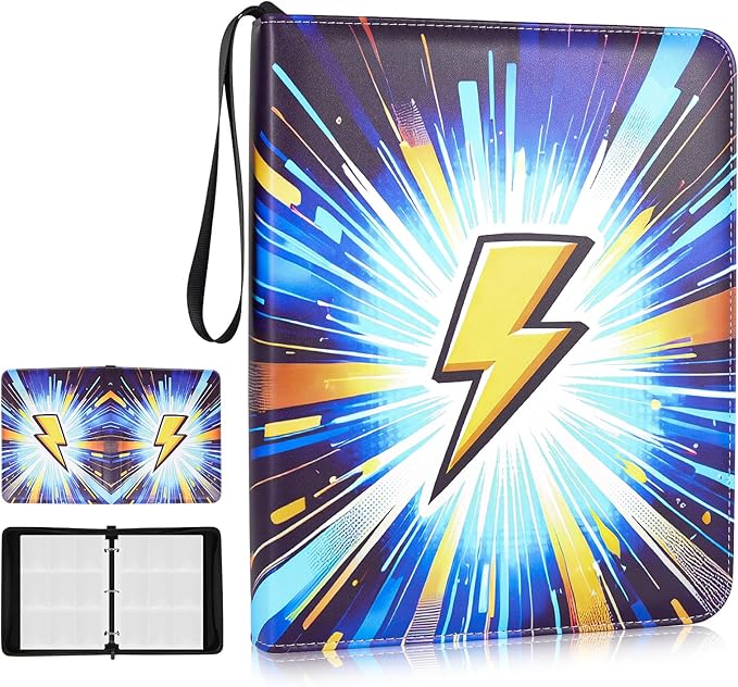 9 Pocket Top-Loading Trading Card Binder, 900 Pockets Card Book Holder with 50 Removable Sleeves, Double-Sided 3-Ring Zip,Waterproof PU Cover with Full Zipper,Card Albums Gifts for Serious Collectors