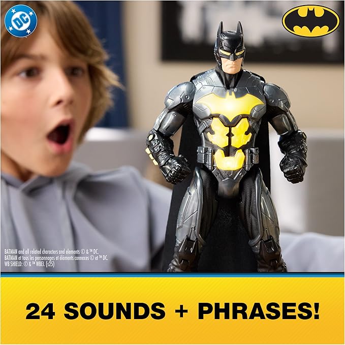 DC Comics, Batman Night Flare 12" Light Up Action Figure with 24 Sounds & Phrases, Super Hero Kids Toys for Boys & Girls Ages 4 & Up, Batteries Included