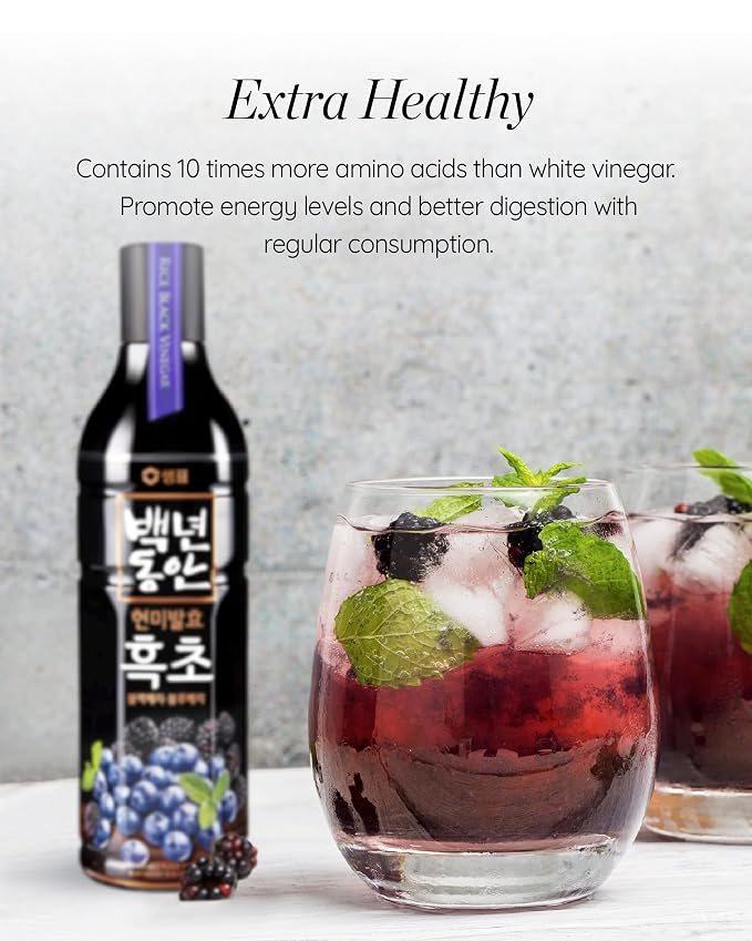 Sempio Rice Black Vinegar Drink: Blackberry & Blueberry, Vegan, 30.4 fl oz | Naturally Fermented Brown Rice Vinegar Concentrate, No Added Sugar, Mix for Beverages, Salad Dressings, Marinades & Sauces