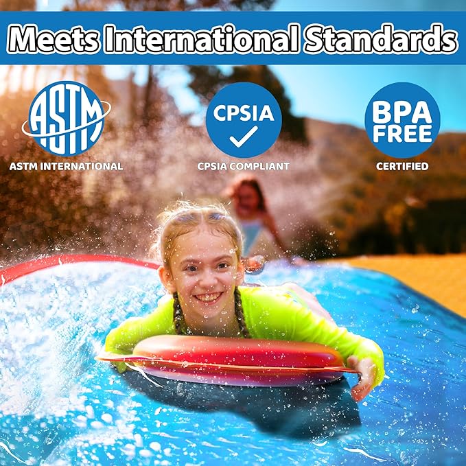 JAMBO 40FT Mega Slip Splash and Slide with 2 Bodyboards | Water Slide Waterslide Backyard Outdoor Water Toys for Kids with Sprinklers | Outdoor Splash Mat Splash Pad, Double Lane Summer Toy