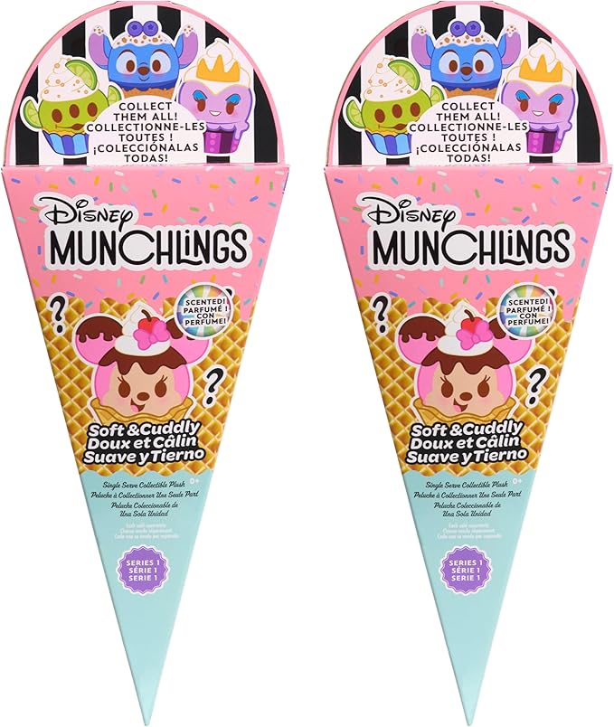 Just Play Disney Munchlings Single-Serve Scented Collectible Plush 2-Pack, 4.5-inch Stuffed Animal, Kids Toys for Ages 0
