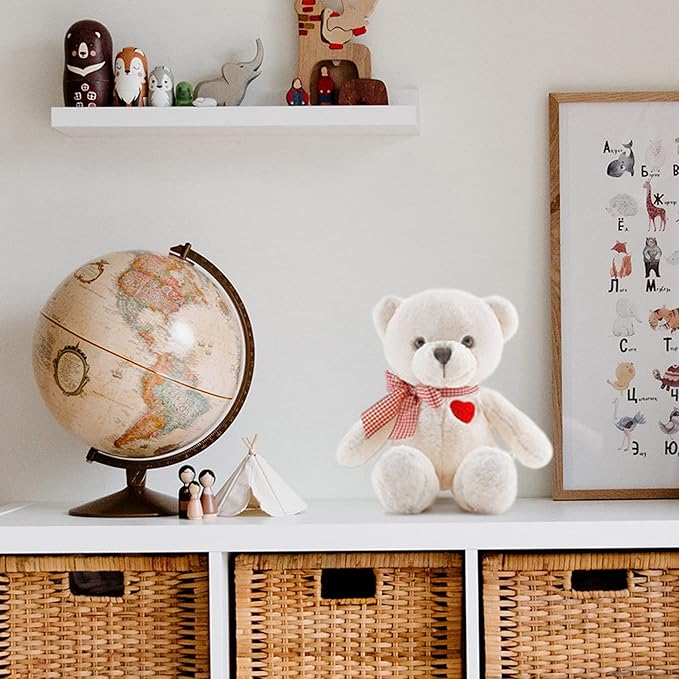 11.4” Small Teddy Bear with Heart Cute White Teddy Bear Stuffed Animals Soft Stuffed Bear Plush Bear Plushie Toys Gifts for Girlfriend Boyfriend Kid
