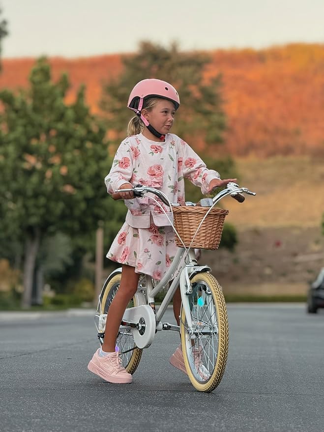 Glerc 20 24 26 Inch Beach Cruiser Bike, 6-Speed Hybrid City Bicycle for Girls Youth and Over 6 Years Old, Missy Bike with Wicker Basket & Lightweight, Multiple Colors
