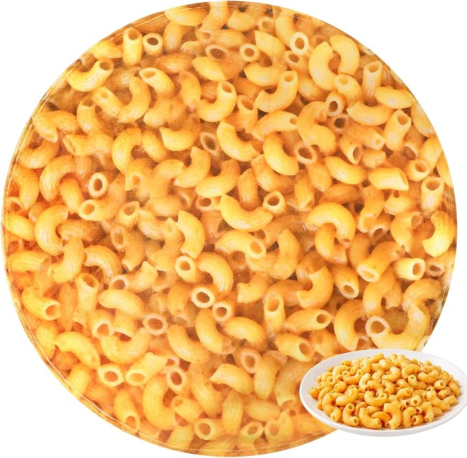 SeaRoomy Macaroni Blanket, Realistic Food Funny Round Blanket, 60 in | White Elephant Gifts, Gag Gifts For Teen Boys & Girls, Novelty Christmas Birthday Presents, Double Sided, Soft Flannel