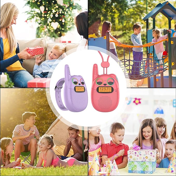 Qniglo Walkie Talkies for Kids Rechargeable 3 Pack, Christmas Birthday Gifts for Girls Age 3-12, Kid Walkie Talkie with FM Radio, Outdoor Camping Games, Spy Toys for 4 6 7 8 9 Year Old Boys Toddler