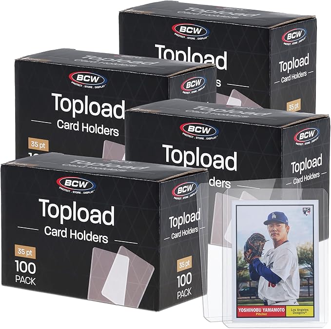 BCW 3x4 Standard Topload Card Holders | 400 Pack | Top Loaders for Cards | Rigid Card Protector | Fits Standard Size Cards Up to 35pt