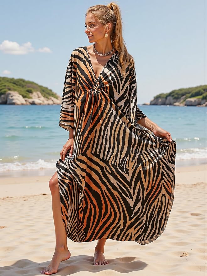 Mumu Dresses for Women Plus Size, Bohemian Kaftan Beach Cover Up Long Maxi Nightgown Soft Loungewear