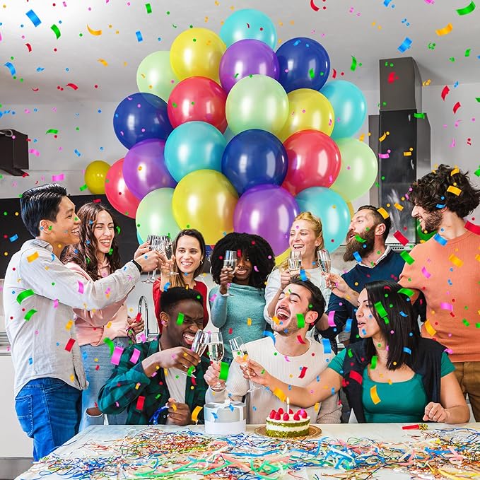 60Pcs Balloons Assorted Colors, 12 Inch Rainbow Helium Colorful Multicolor Pastel Green Blue Yellow Red Purple Balloons, Bright Primary Latex Balloon for Wedding Baby Shower Birthday Party Decorations