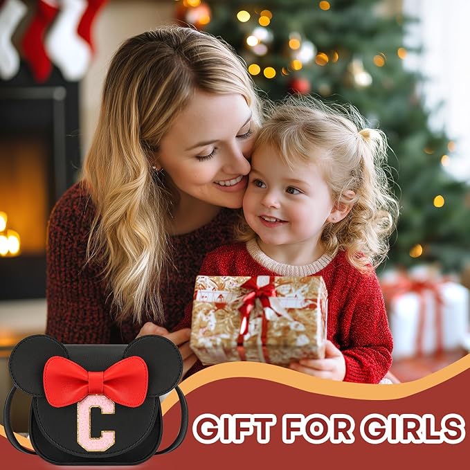 mibasies Toddler Purse Girl Gifts: Girls Birthday Gifts for 3-8 - Toys for Ages 2-4 Girls Mouse Ears Purse, Black, Letter C