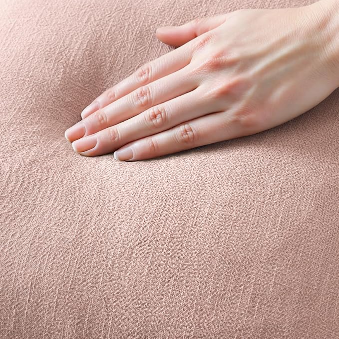 MIULEE Boho Linen Fringe Decorative Throw Pillow Covers Pink 18x18 | Set of 2, Cottagecore Decor, Boho Farmhouse Neutral Pillow Covers, Rustic Couch Cushion Cases for Sofa Bed Living Room