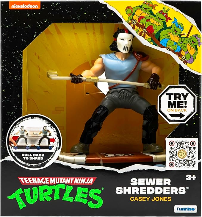 Teenage Mutant Ninja Turtles Toy, Casey Jones Sewer Shredder Pullback Skateboard, Classic Edition for Kids, 5-Inch TMNT Collectible, Ages 3+