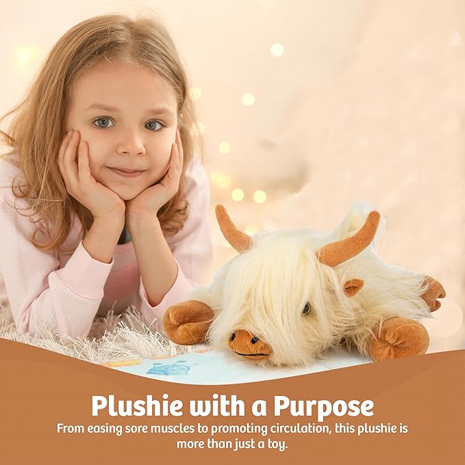 MARYSUN Microwavable Highland Cow Stuffed Animal Toy - Weighted Heating Pad Stuffed Animal Gift for Girls and Kids 1.65LB