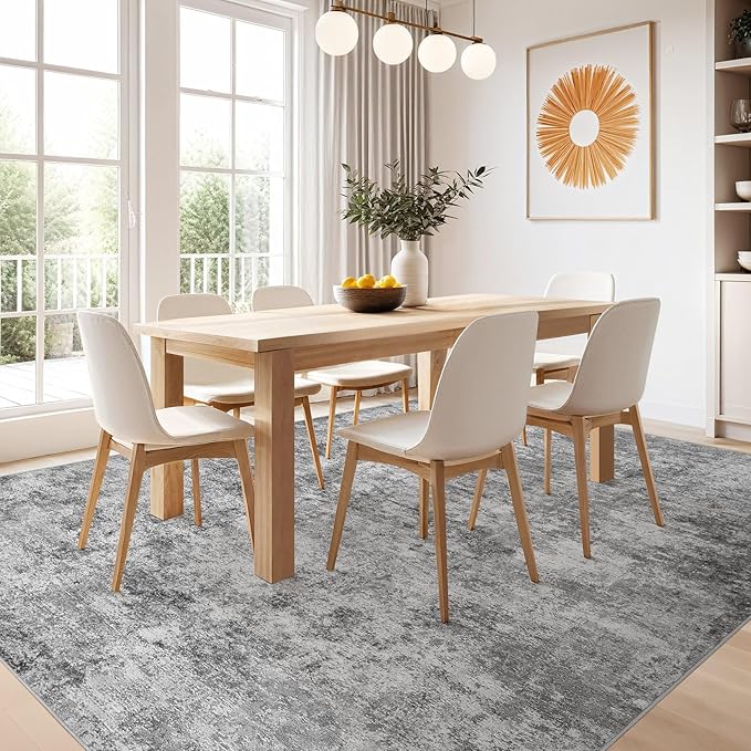 Nakagishi Boho 5x7 Area Rug Living Room Rugs Machine Washable Gray | Soft, Pet & Kid Friendly, Carpet for Living Room/Bedroom/Office/Kitchen/Nursery, Daily Home Decor Stain Resistant Moroccan