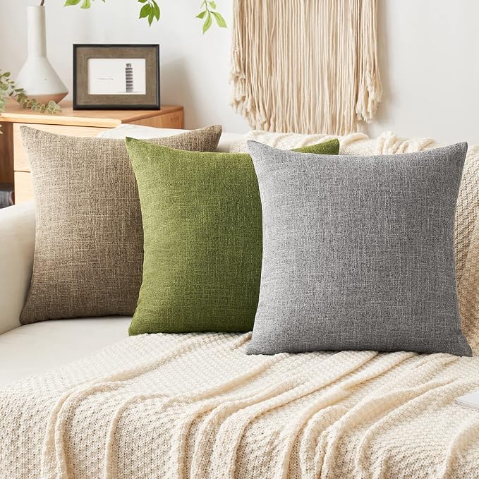 MIULEE Pack of 2 Decorative Linen Burlap Pillow Covers Farmhouse Boho Accent Pillowcases for Sofa Car Couch Bedroom Living Room Decor 16x16 Inch Brown