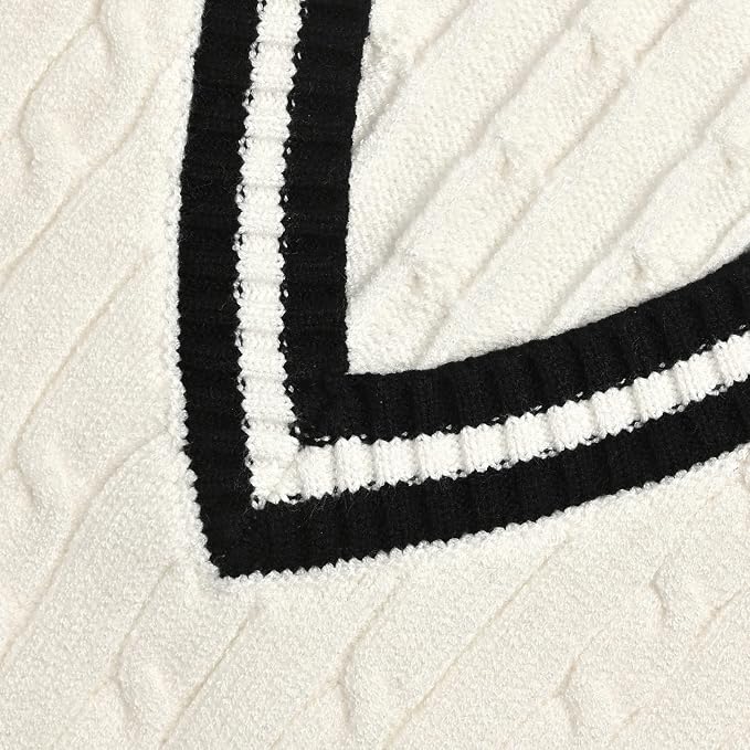 Women's Sweater Vest,Y2K Sleeveless Pattern Preppy Style Knitted Crop Tank Top for Girl