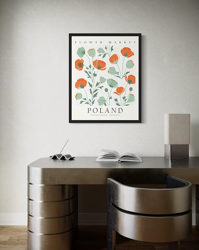 Poland Flower Market Art Print Poster, Wall Art Floral Painting Botanical Decor for Bedroom, Kitchen, Bathroom Livingroom Decoration 82B (Poland, 10"L x 8"W, Unframed)