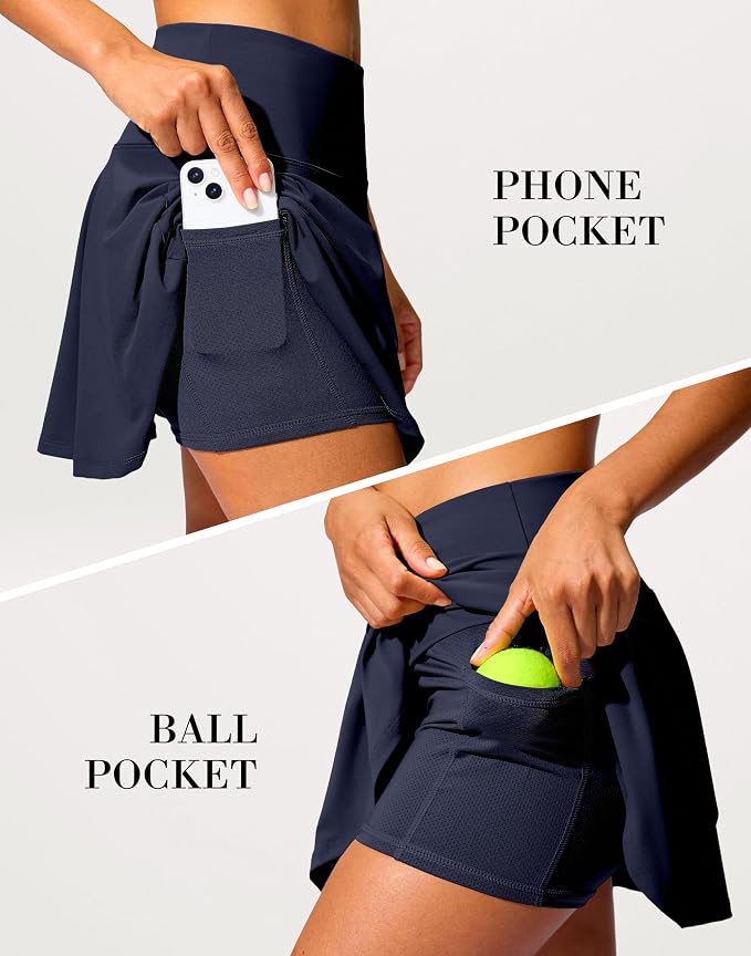14" Tennis Skirt Golf Skorts with Pockets Tummy Control Shorts Pleated Skirts for Women Athletic Dressy Casual