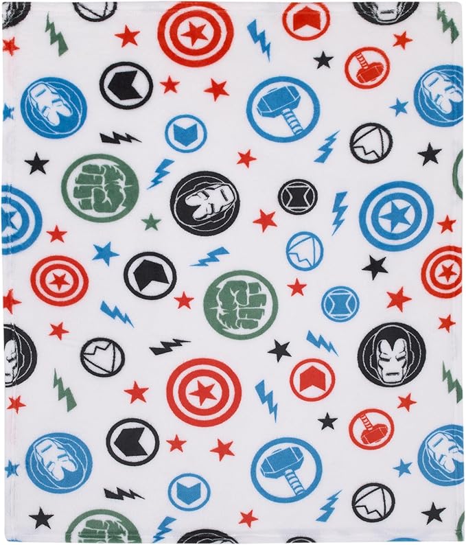 NoJo Marvel The Avengers Red, White, and Blue Super Soft Baby Blanket