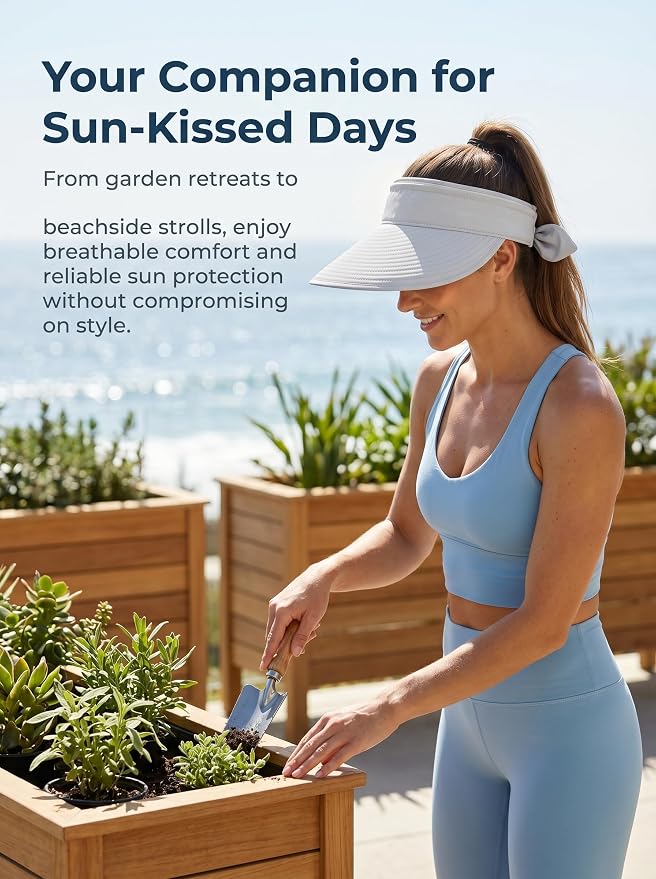 2-in-1 Women’s Sun Visor Sun Hat Zipper Off Ponytail Friendly, Lightweight Quick Dry, Summer UV Protection