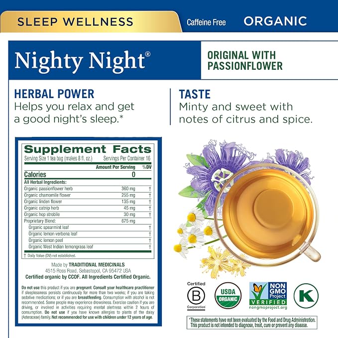 Traditional Medicinals Organic Herbal Tea - Six Calming Flavors, Chamomile, Hibiscus, Peppermint, Lemon Balm, Lemon Ginger & Passionflower, 96 Tea Bags (6 Pack)