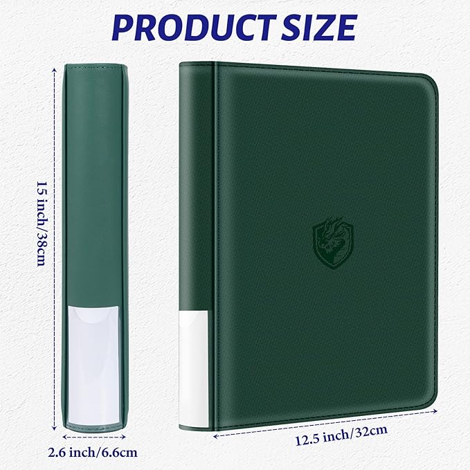 Toploader Binder Holds 324 Toploaders - 20 Toploaders|Waterproof PU Leather + Anti-Yellowing PP Inserts | Ridge Tab Sorting Portable top loader binder for cards(For Sports/Game Cards)