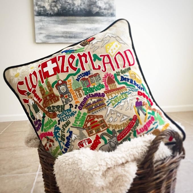 Catstudio Switzerland Embroidered Decorative Throw Pillow