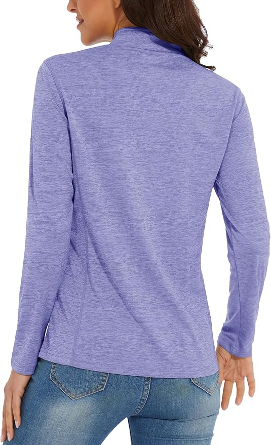 MAGCOMSEN Women's UPF 50+ Sun Shirts Long Sleeve 1/4 Zip Pullover Quick Dry Workout Hiking Tops Running Athletic Shirts