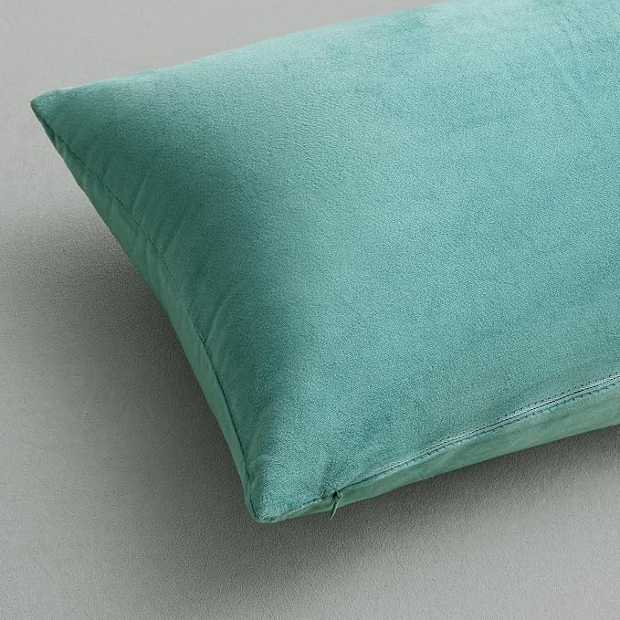 MIULEE Velvet Throw Pillow Covers 18x18 Inch Pack of 2 Aqua Green | Soft Solid Decorative Pillow Covers, Modern Luxury Home Decor, for Couch Chair Sofa Bedroom Livingroom