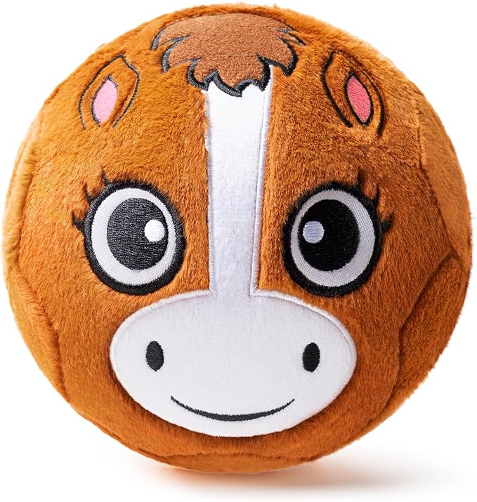 Silent Indoor Soccer Balls for Toddlers, Inflatable Soft Plush Baby Toddler Soccer Ball Toys Gifts for 0+Year Old Boy Girl First Birthday Gift (Pony, Pump Include)