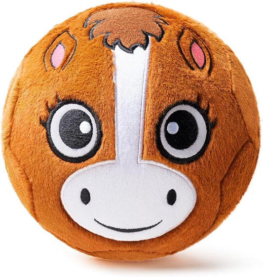 Silent Indoor Soccer Balls for Toddlers, Inflatable Soft Plush Baby Toddler Soccer Ball Toys Gifts for 0+Year Old Boy Girl First Birthday Gift (Pony, Pump Include)