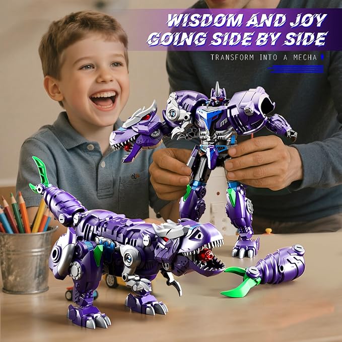 Transforming Toys Figures-Robot Toys for Boys, Action Figure for Kids 5 + Birthday Dinosaur Toys for Kids 5-14, ABS Metal Texture-Part of Alloy