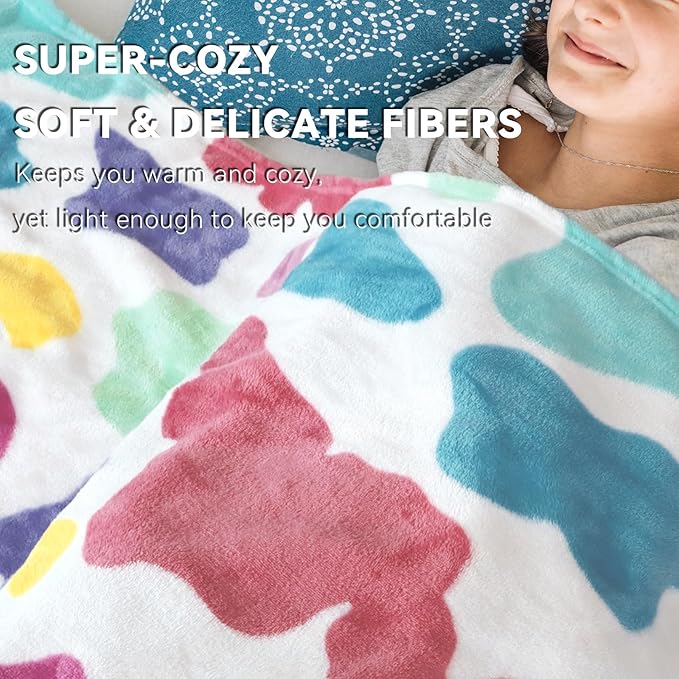 Rainbow Blanket for Girls Boys Easter Basket, Soft Cozy Warm Colorful Fleece Throw Blanket for Bed Couch, Boho Home Room Decor, Rainbow Gifts for Kids Birthday 50"x60"