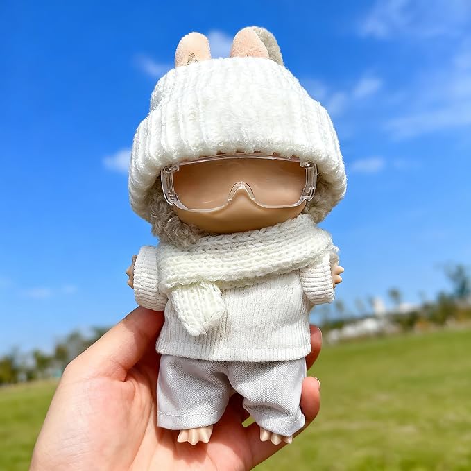 Clothes Fit for 17CM Doll, Fashion Doll Clothes Outfit Set Cute Theme Designer Toys Dress Accessories for Collector Fans Display (White Goggles)
